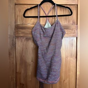 Lululemon Power Y Muted Mauve Stripes Galore Athletic Tank Top size 12